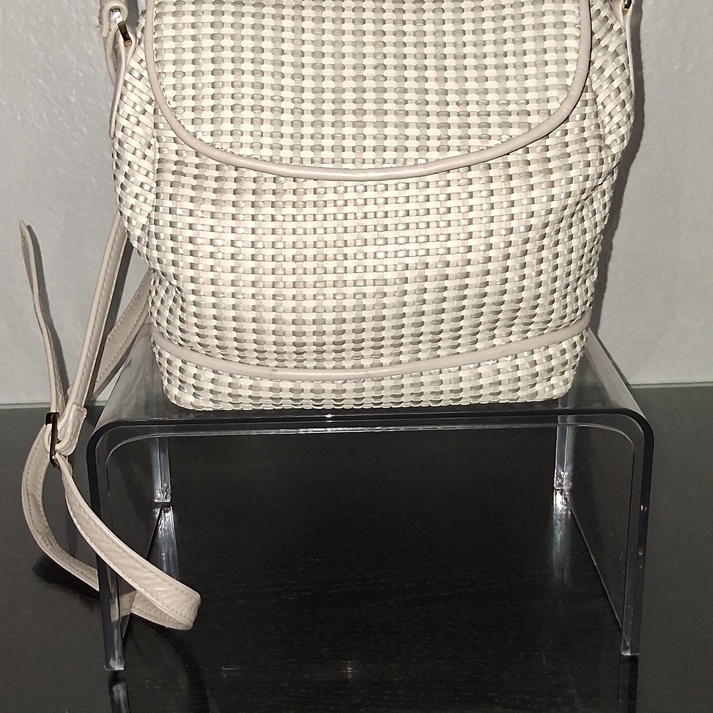 GANSON Chic Cream and Gray  Woven Women's Backpack